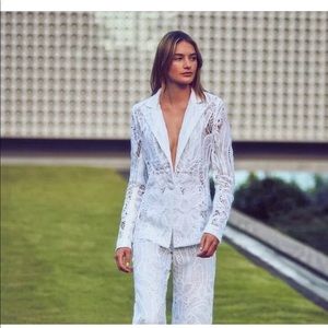 ALEXIS *Durham* white open lace crochet jacket blazer S